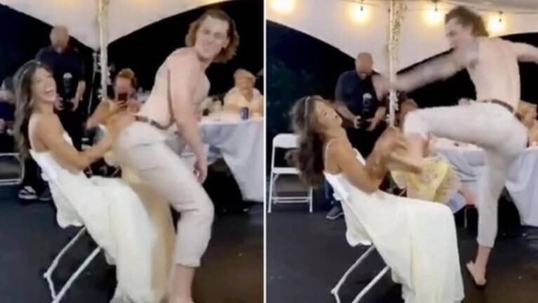 Novio arruina su boda al patear a su mujer durante baile sexy