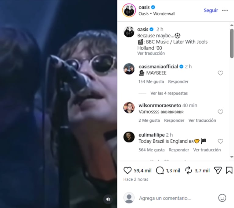 Oasis reponde al líder de Turf en la previa del partido entre Argentina e Inglaterra.