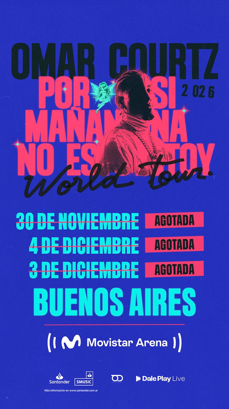 Omar Courtz agotó tres Movistar Arena en tiempo récord: hará triple sold out en Buenos Aires