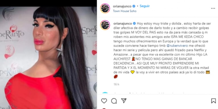 Oriana Junco anunció que se va de la Argentina: “Acá ya di todo, esto no da para más”