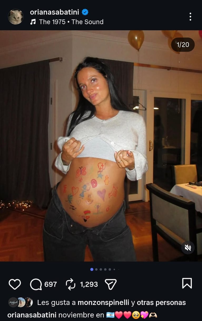 Oriana Sabatini celebró el baby shower de su beba en camino (Foto: Instagram/@orianasabatini).