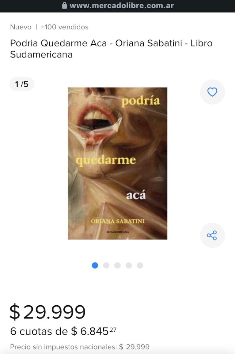 Oriana Sabatini celebró la preventa de su primer libro (Foto: Mercado Libre).
