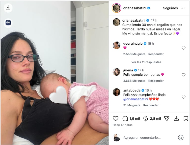 Oriana Sabatini cumplió 30 años y celebró junto a Gia y Dybala: “Con regalito”. Crédito: Instagram