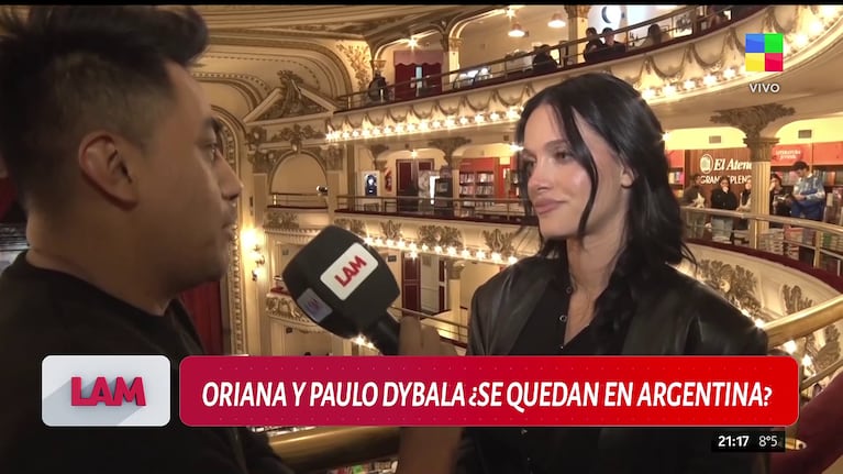 Oriana Sabatini habló en LAM de su futuro con Paulo Dybala (Foto: captura de América).