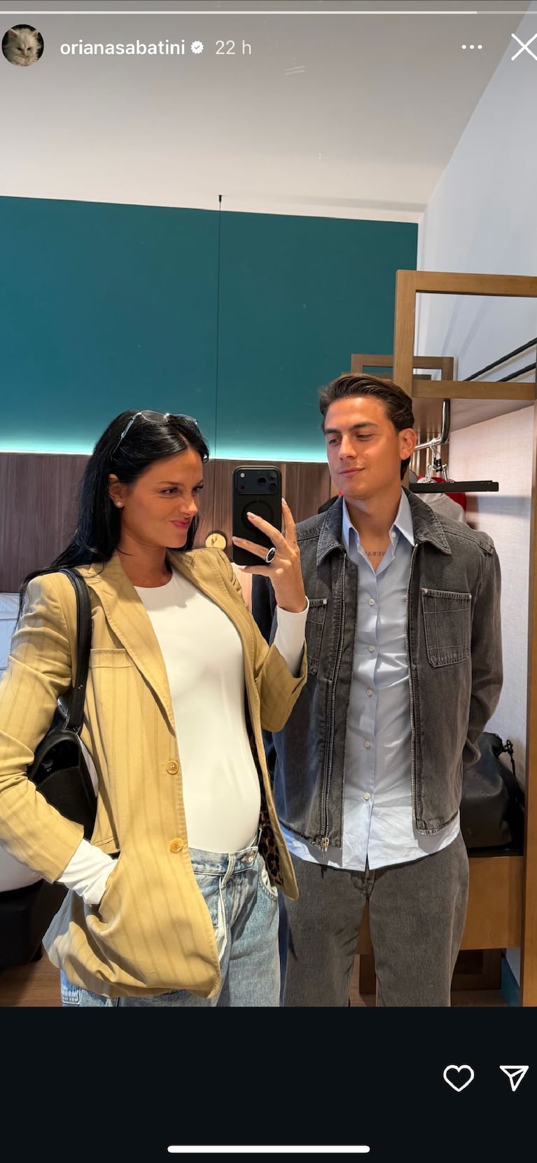 Oriana Sabatini junto a Paulo Dybala. Crédito: Instagram