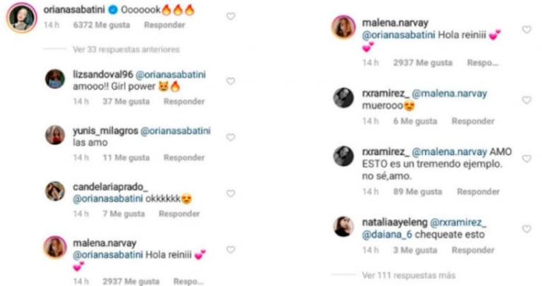Oriana Sabatini le escribió un mensaje buena onda a Malena Narvay ¡y los fans lo celebraron!: "Tremendo ejemplo"