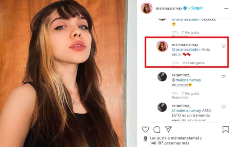 Oriana Sabatini le escribió un mensaje buena onda a Malena Narvay ¡y los fans lo celebraron!: "Tremendo ejemplo"
