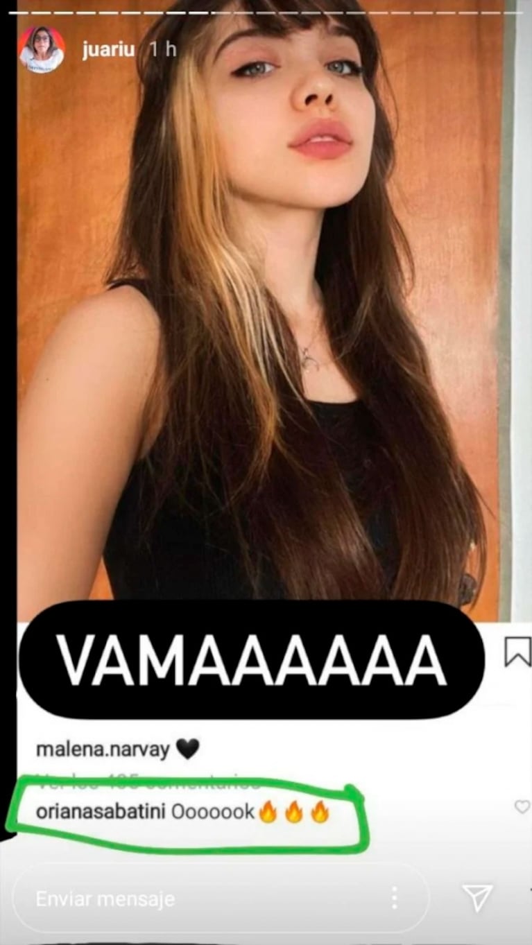 Oriana Sabatini le escribió un mensaje buena onda a Malena Narvay ¡y los fans lo celebraron!: "Tremendo ejemplo"