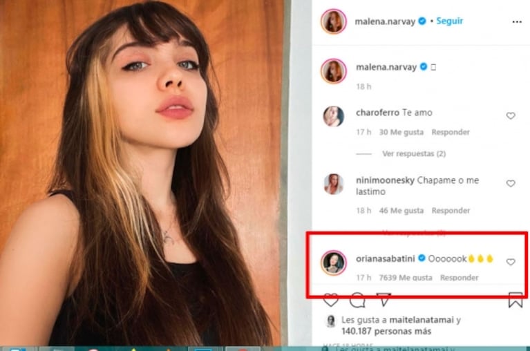 Oriana Sabatini le escribió un mensaje buena onda a Malena Narvay ¡y los fans lo celebraron!: "Tremendo ejemplo"