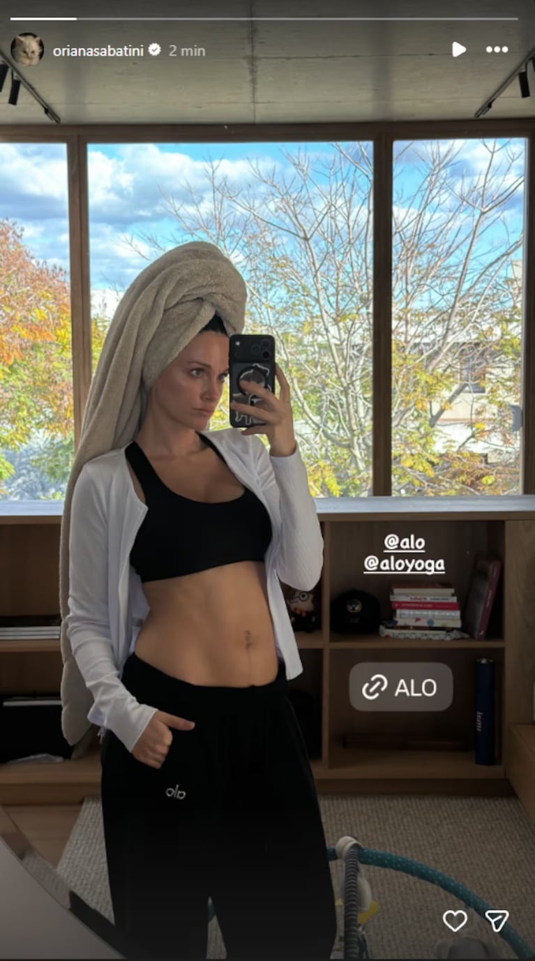 Oriana Sabatini mostró su cuerpo a tres meses y medio del nacimiento de su hija.  Crédito Instagram