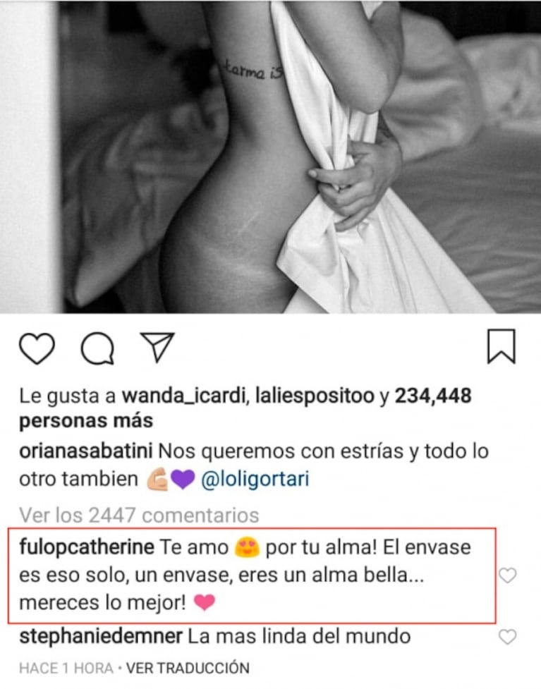 Oriana Sabatini publicó una foto sexy, al natural y sin Photoshop: "Nos queremos con estrías"