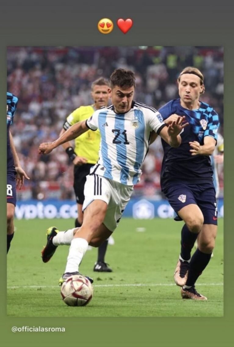 Oriana Sabatini se hizo un original "tatuaje" tipo sticker de Paulo Dybala después de su debut en el Mundial