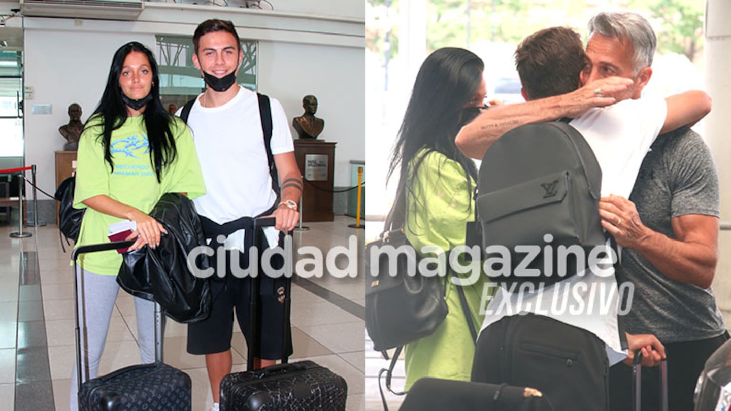 Oriana Sabatini y Paulo Dybala se mostraron enamorados en el Aeropuerto de Ezeiza (Fotos: Movilpress).