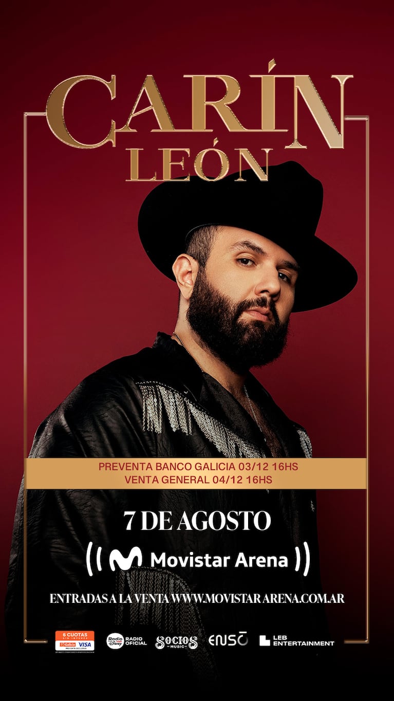Óscar Armando Díaz de León Huez, conocido como Carín León, nació hace 36 años en Hermosillo, al noroeste de México y capital del estado de Sonora.