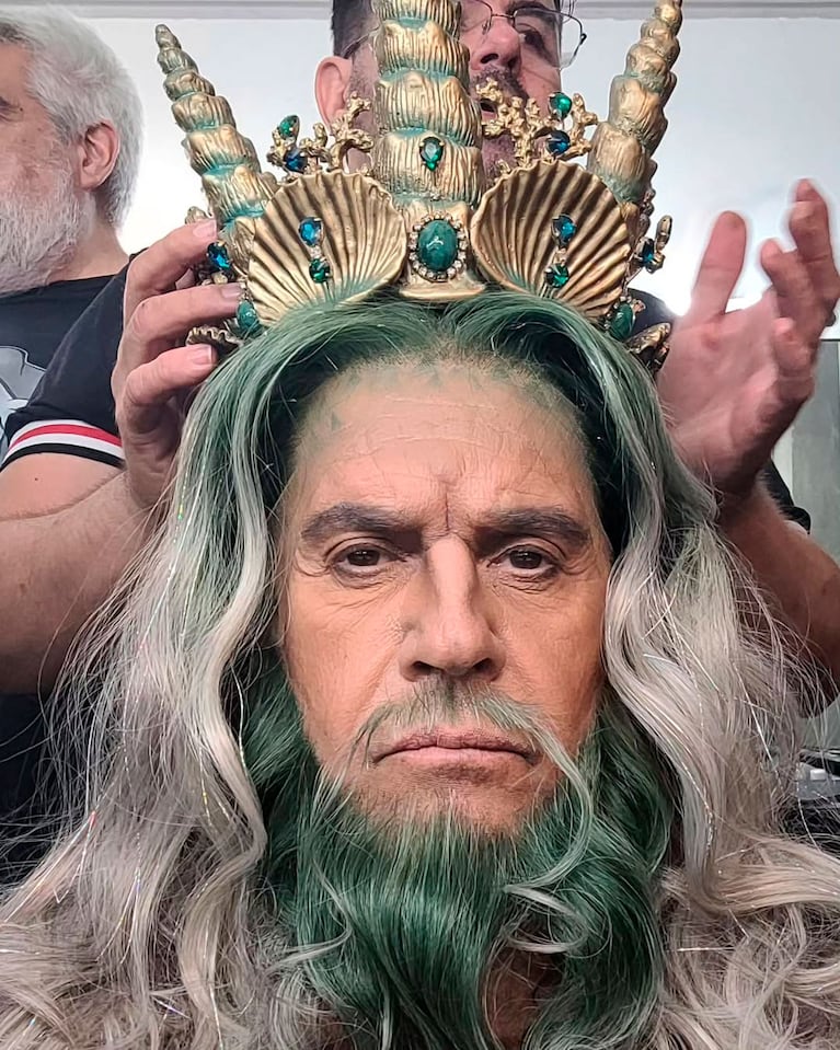 Osvaldo Laport caracterizado de Tritón en La Sirenita, el musical.