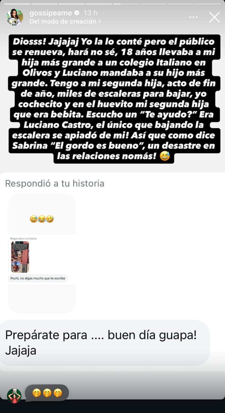 ¿Otra víctima de Luciano Castro? Pochi recordó el inesperado encuentro que tuvo con el actor. CRÉDITO: Instagram