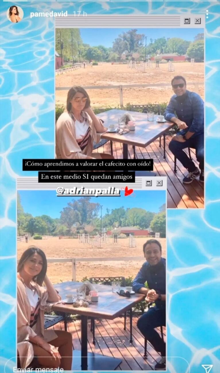 Pamela David mostró su reencuentro con Adrián Pallares con un fuerte mensaje: "En este medio sí quedan amigos"