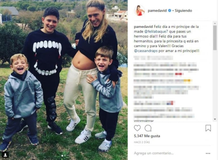 Pamela David y su agradecimiento a la pareja de su ex por cuidar a su hijo: "¡Gracias por amar a mi príncipe!"