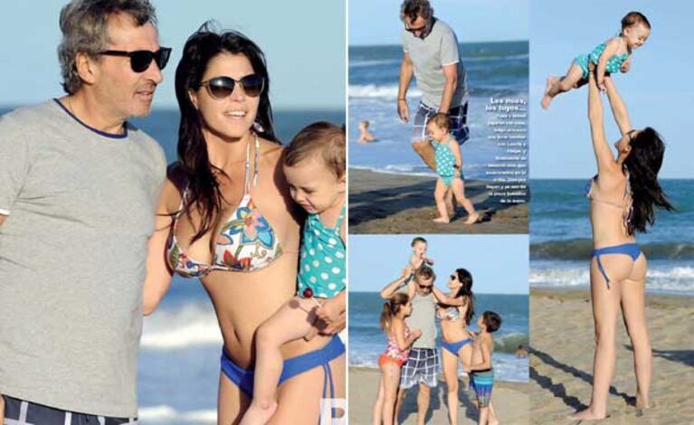 Pamela David y sus vacaciones en Pinamar: familia ensamblada y lomazo en el mar. (Foto: revista Gente)