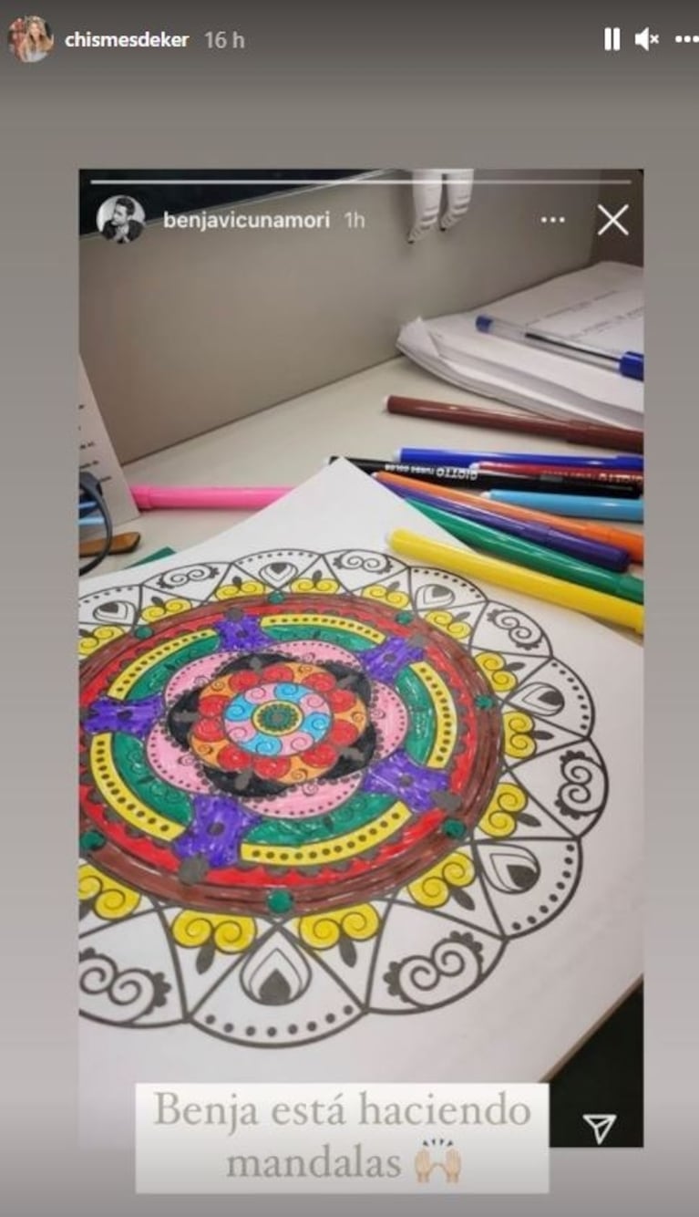 Pampita, Benjamín Vicuña y una llamativa coincidencia: comparten el hobby de pintar mandalas