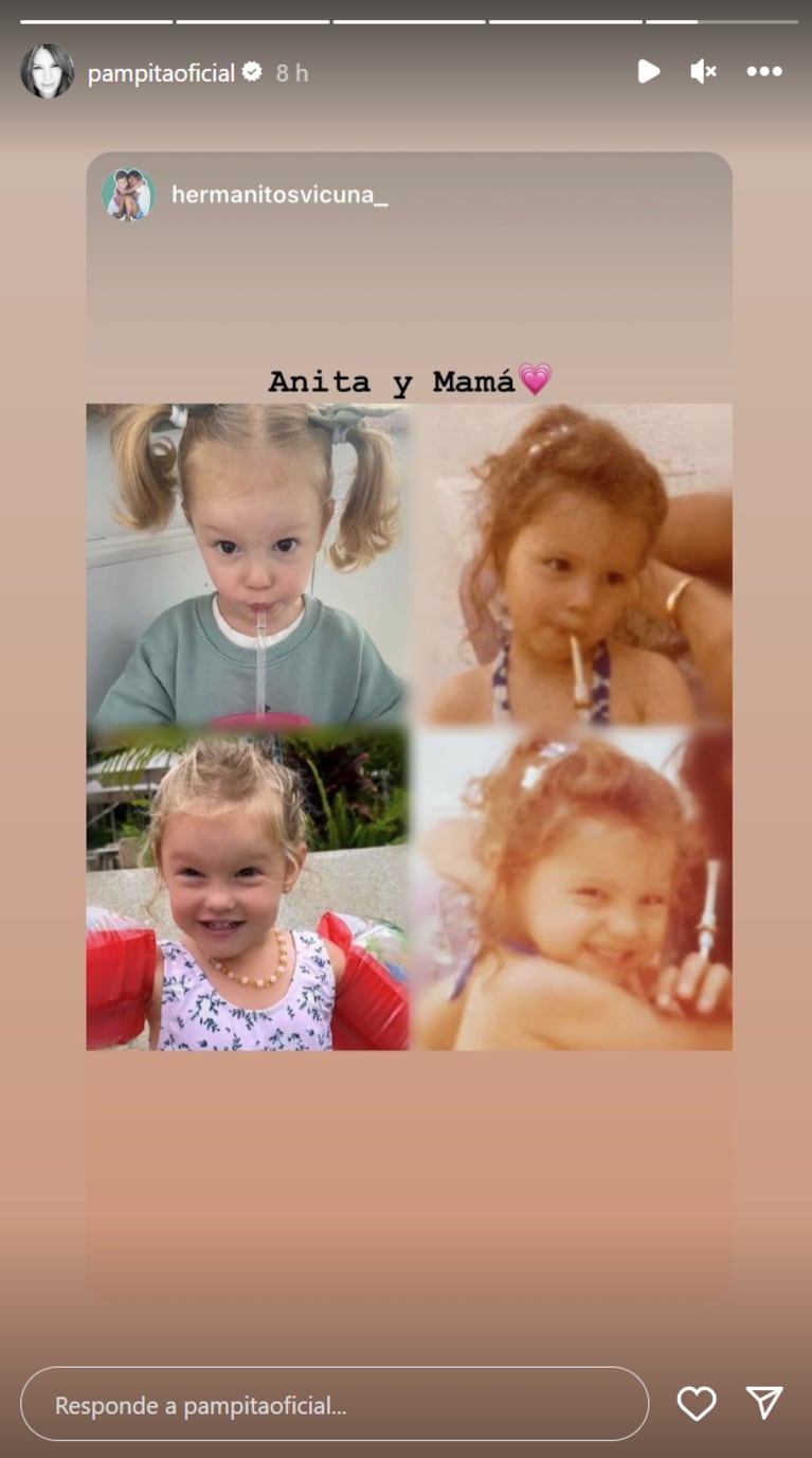 Pampita compartió fotos de su infancia y se comparó con su hija Ana García Moritán: ¡dos gotas de agua!
