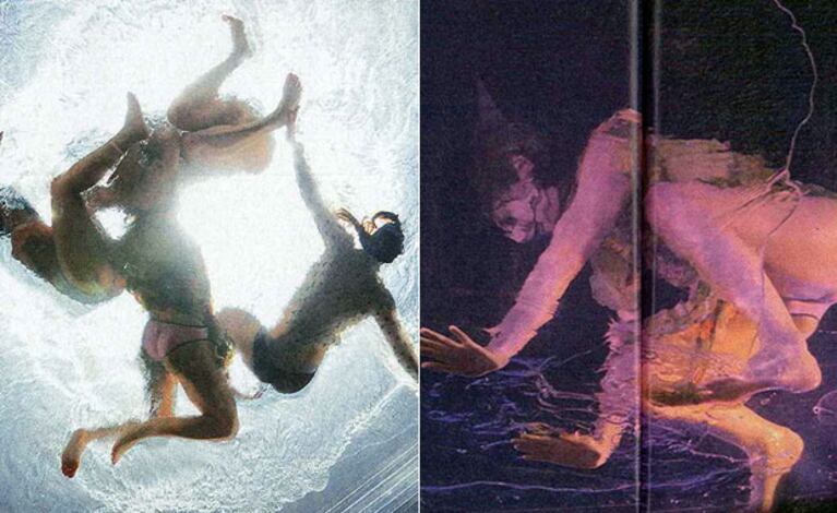Pampita con los actores de Fuerza Bruta. (Fotos: revista Caras)