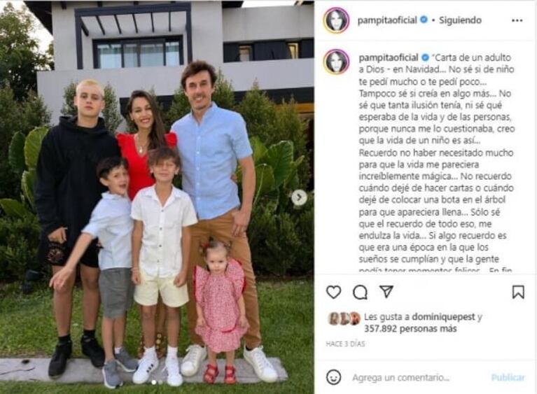Pampita conmovió a todos con una carta a Dios