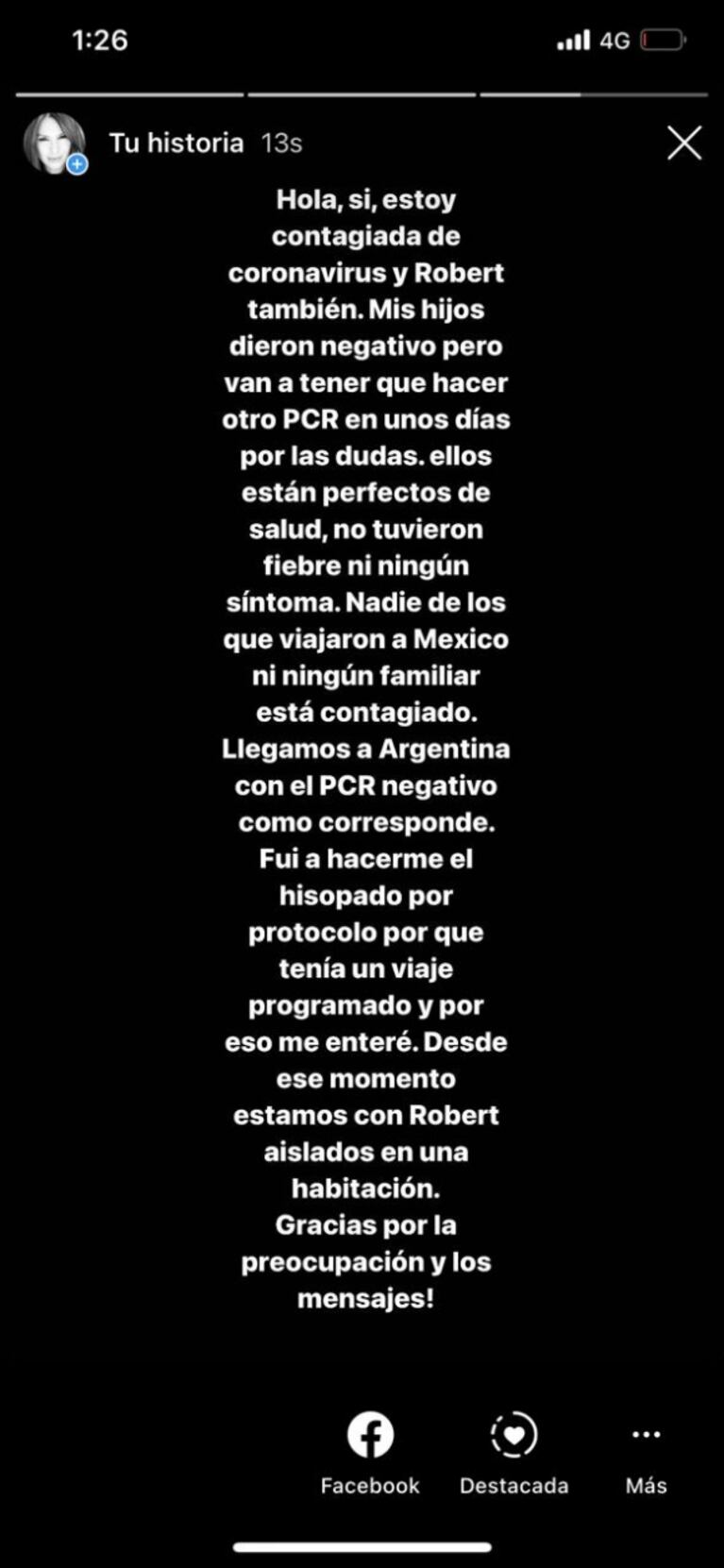 Pampita, embarazada de cuatro meses, habló de su covid: "Con Robert estamos contagiados; mis hijos están bien"