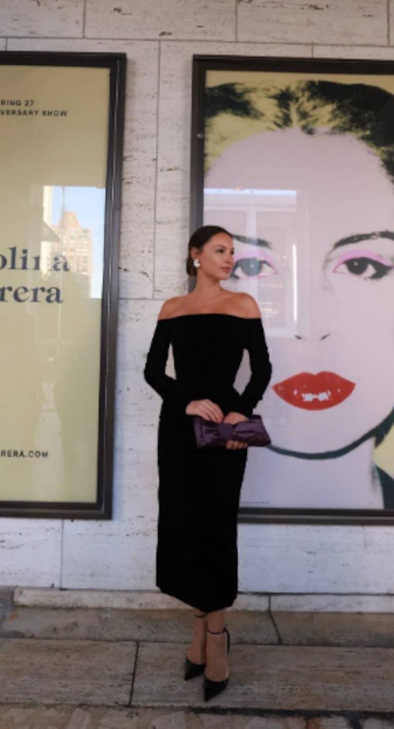 Pampita en la semana de la moda en Nueva York en el desfile de Carolina Herrera (Foto: Instagram/@ecomedios).
