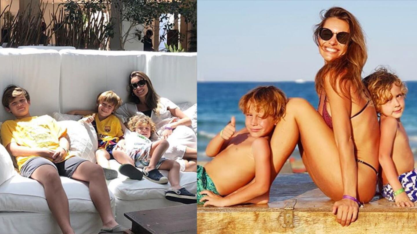 Pampita está disfrutando de sus vacaciones con sus hijos.