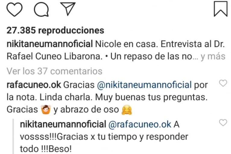 Pampita, irónica sobre el ¿romance? de Nicole Neumann con Rafael Cúneo Libarona: "A mí un entrevistado nunca me manda un abrazo de oso"