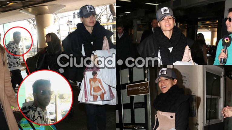 Pampita llegó a Aeroparque junto a sus amigas... y Nacho Viale (Fotos: Movilpress).