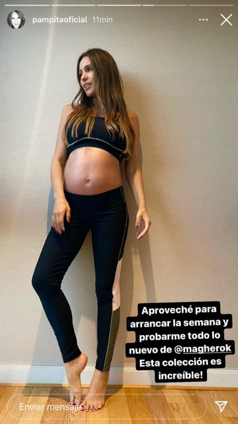 Pampita lució su hermosa pancita de embarazada con un outfit deportivo