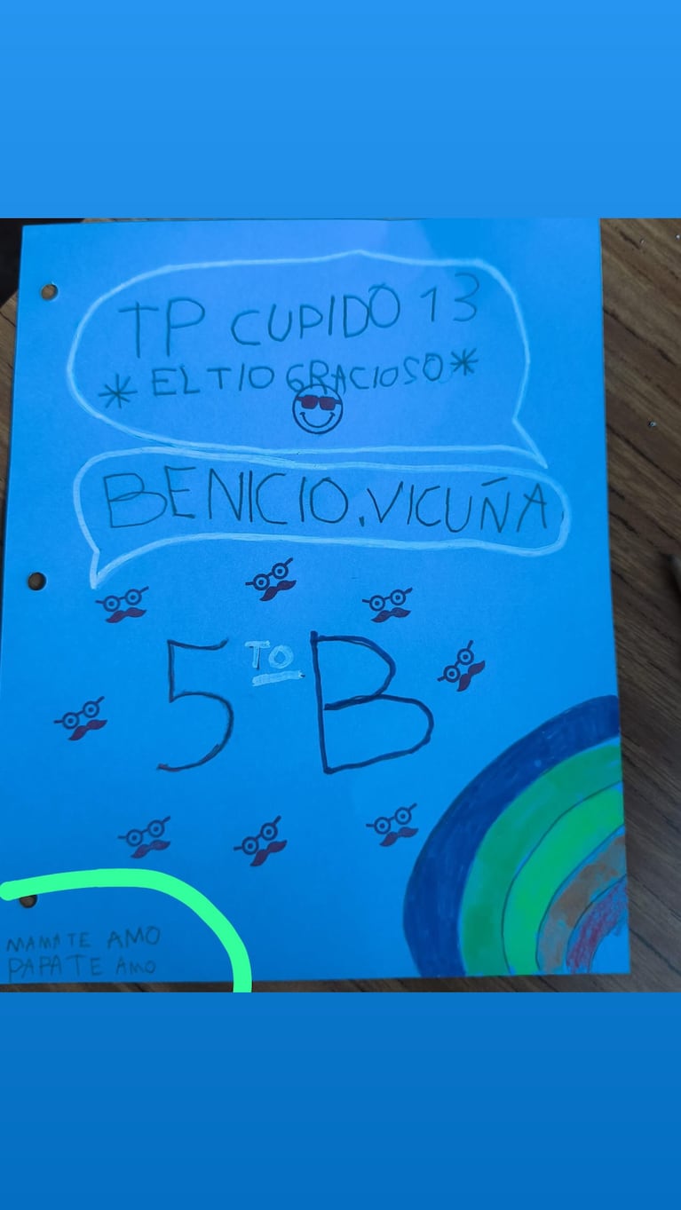 Pampita mostró el dibujo que Benicio le dedicó a Benjamín Vicuña. (Foto: @Pampita)