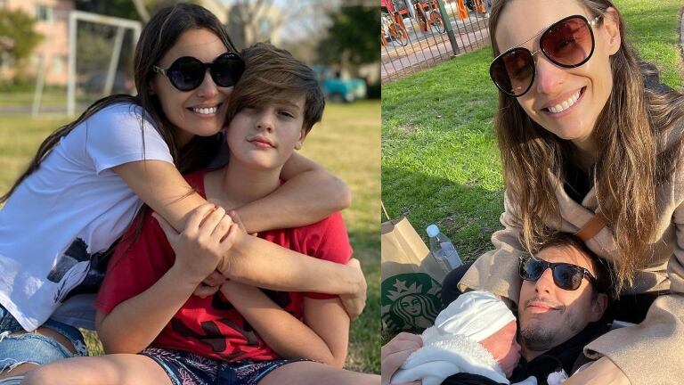 Pampita publicó la primera foto de su beba junto a su hermano mayor Bautista (Fotos: Instagram y Captura de Instagram Stories)