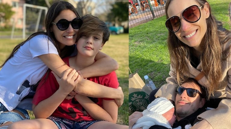 Pampita publicó la primera foto de su beba junto a su hermano mayor Bautista (Fotos: Instagram y Captura de Instagram Stories)