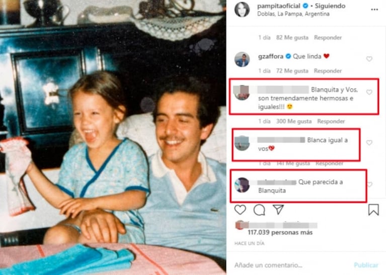 Pampita publicó una foto de 1983 y el parecido con su hija Blanca impactó a sus seguidores: "Son iguales"