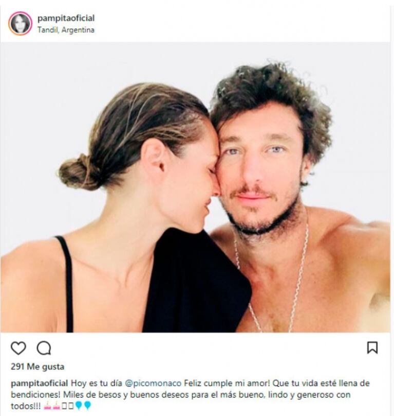 Pampita saludó a Pico Mónaco por su cumple: "Besos y buenos deseos para el más bueno, lindo y generoso"  