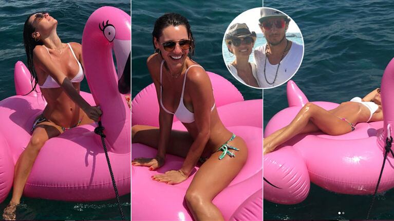 Pampita, súper sexy divirtiéndose arriba de un enorme inflable en Ibiza