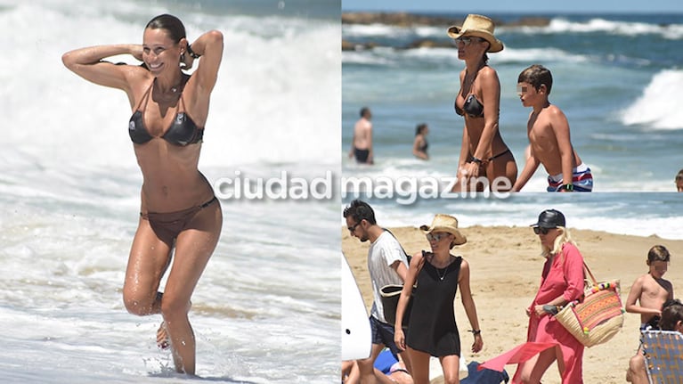 Pampita, una diosa suelta en Punta: chapuzón en el mar y relax junto a sus hijos