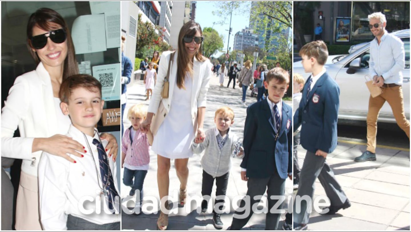 Pampita y Benjamín Vicuña, juntos para la Primera Comunión de su hijo Bautista (Fotos: Movilpress)