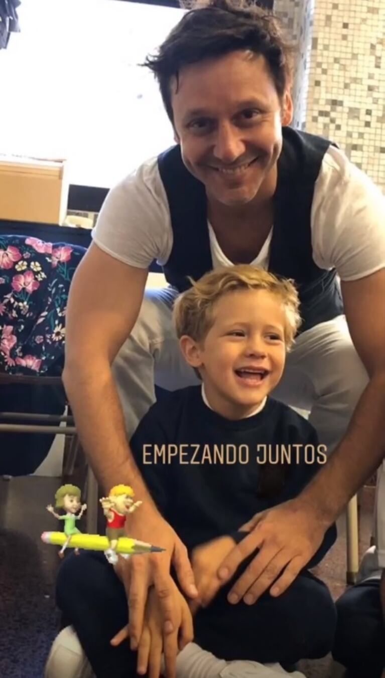 Pampita y Benjamín Vicuña, reunidos por sus hijos en su primer día de escuela: "Empezando juntos"