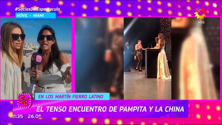 Pampita y la China Suárez en el Martín Fierro Latino.