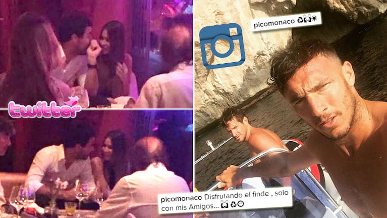 Pampita y Nacho Viale, cena íntima en Ibiza... y mensaje de Pico Mónaco. (Foto: Twitter e Instagram)