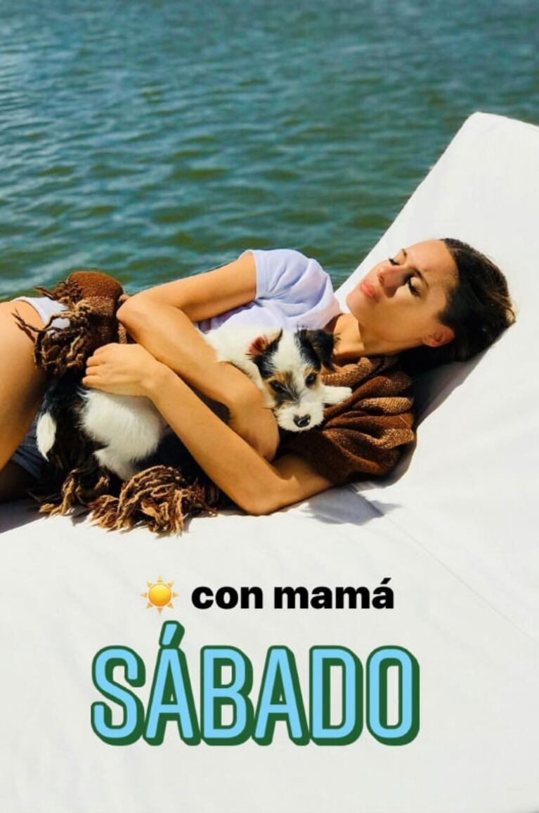 Pampita y Pico Mónaco, tarde de sol, mates y relax con su perrito, Osvaldo: mirá las simpáticas fotos