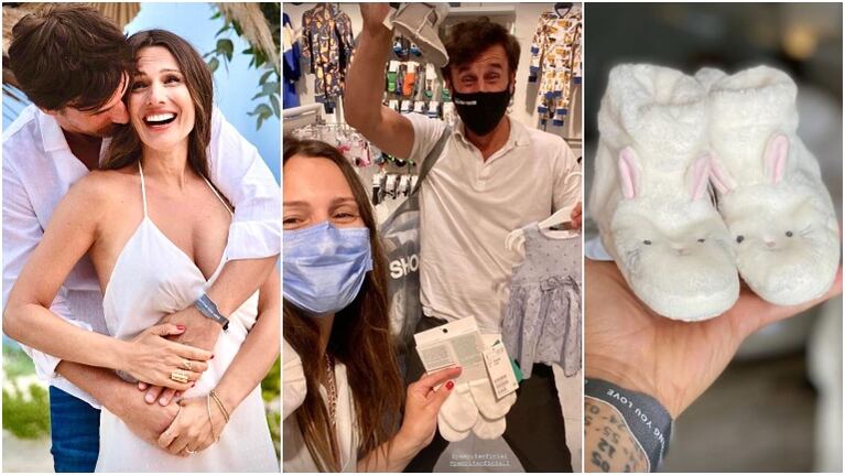 Pampita y Roberto García Moritán salieron de compras para su beba en camino (Fotos: Instagram y Capturas de Instagram Stories)