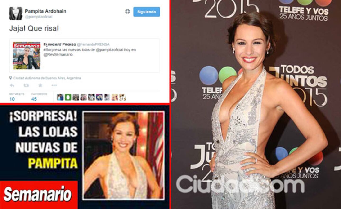 Pampita y su divertida reacción twittera. (Foto: Web y Ciudad.com)