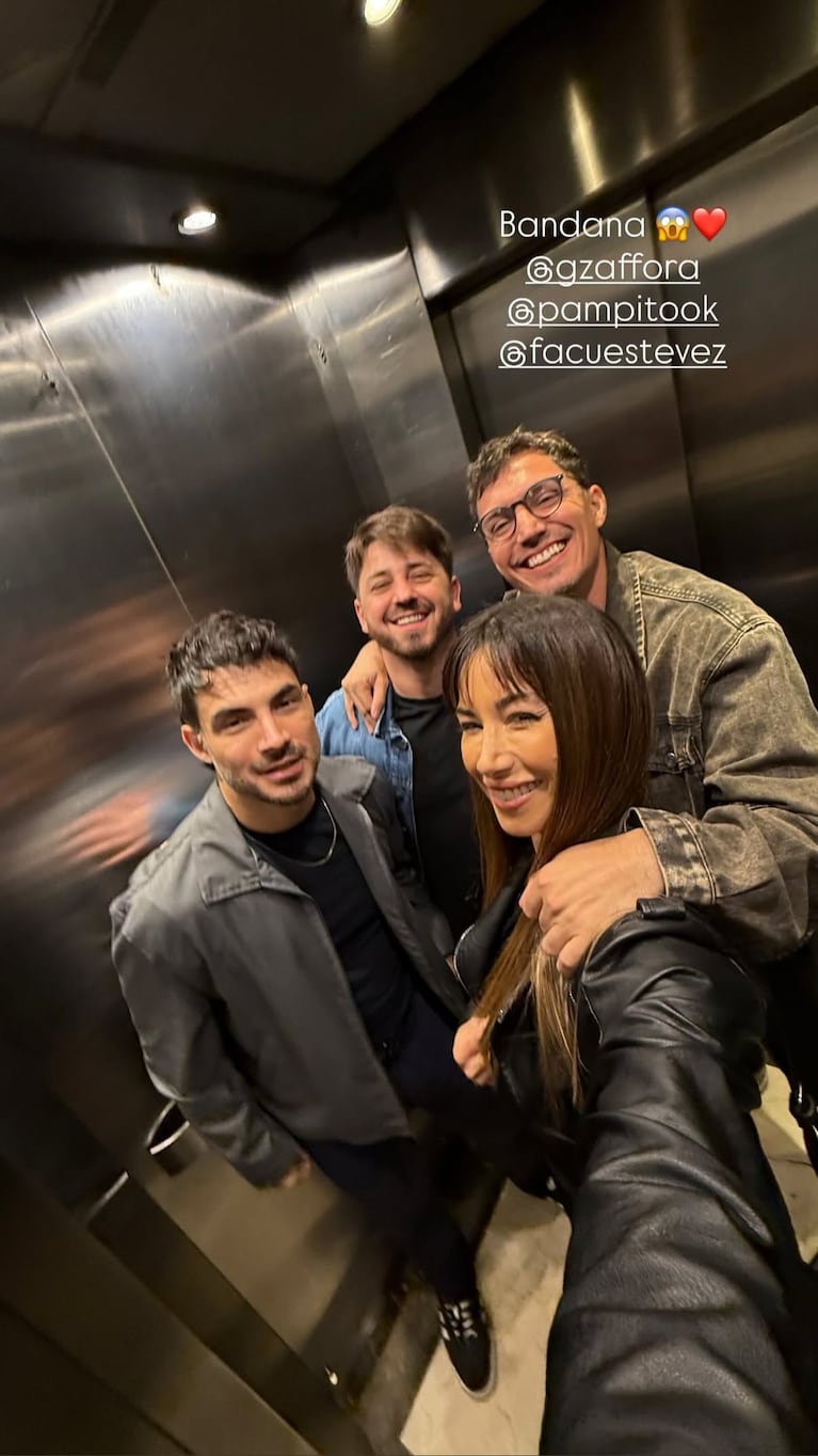 Pampito con su novio, Facundo, Guido Záffora y Estefanía Berardi en la previa al show de Bandana.