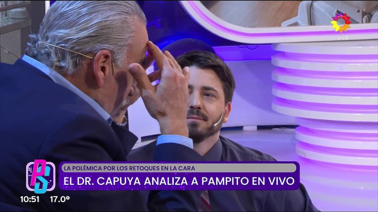 Pampito fue revisado en vivo por el doctor Guillermo Capuya tras el bótox gate con Ángel de Brito (Foto: captura de eltrece).