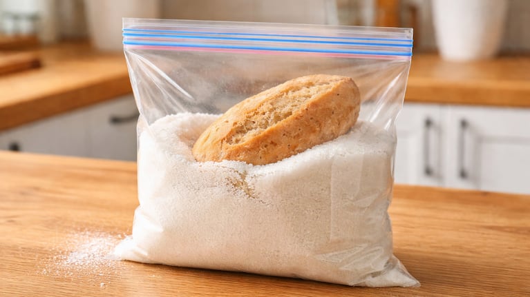Pan duro con azúcar dentro de una bolsa ziploc: para qué sirve. Foto: IA (imagen ilustrativa)